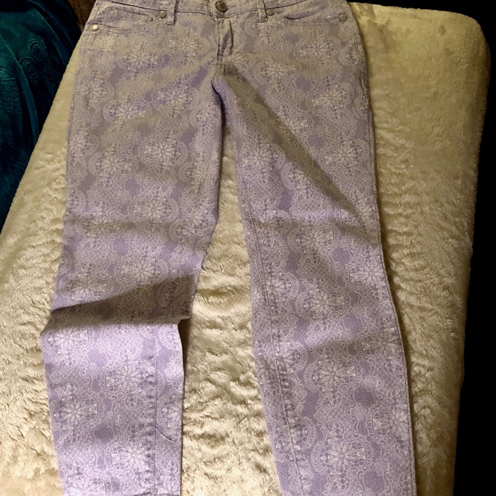 Missy, Capri, Denim Pants (Lavender & White) - Picture 2 of 8
